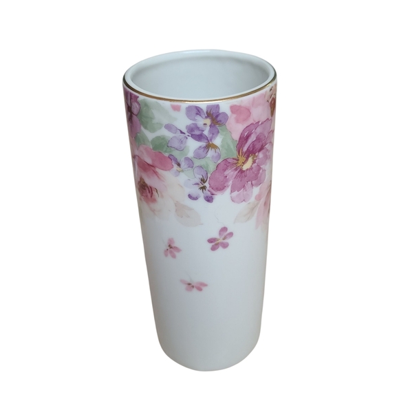 Otagiri Other - Otagiri  Floral Ceramic Vase Pink and Purple Vintage, Tall